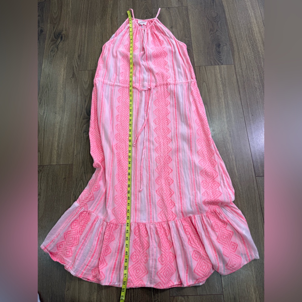 Velvet By Graham & Spencer Pink Embroidered Midi Dress Boho Halter Cotton Sz Lrg - Picture 14 of 14